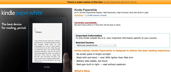 Kindle Paperwhite 2014